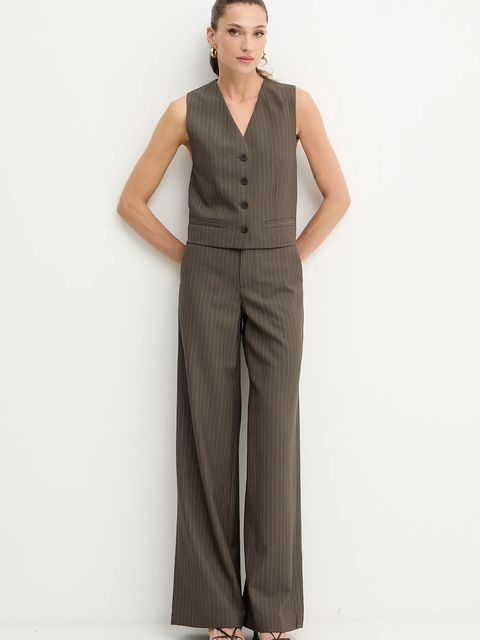 Miss Sixty spodnie wełniane damskie kolor brązowy szerokie high waist 6S3PJ4040A