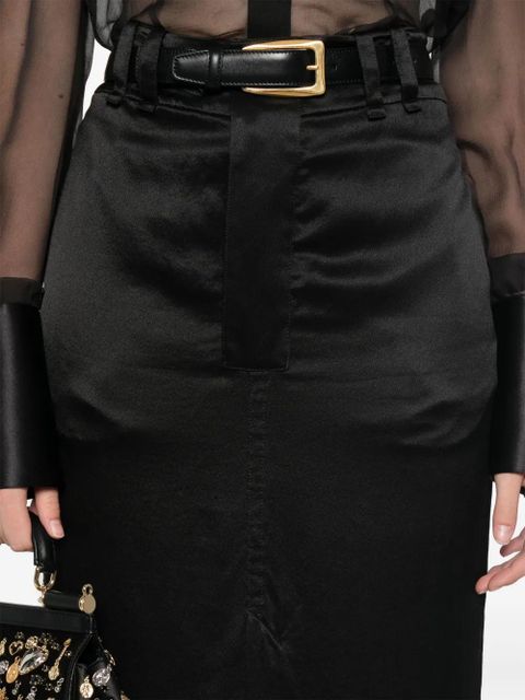 Saint Laurent silk midi skirt - Black