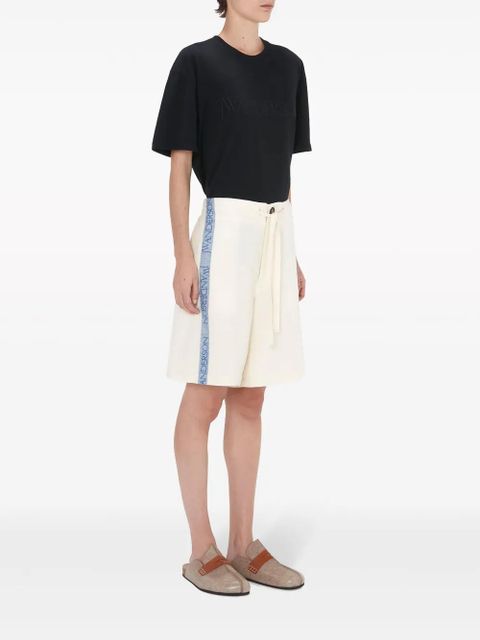 JW Anderson logo-tape wide-leg shorts - White