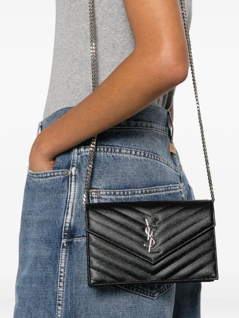 Saint Laurent chevron chain clutch bag - Black - zdjęcie produktu nr 2