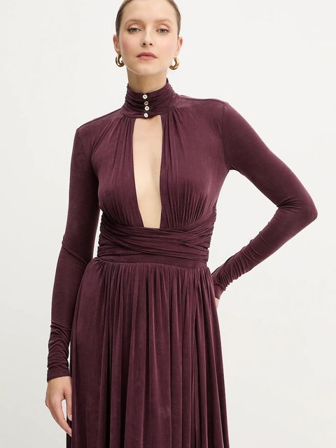 Elisabetta Franchi sukienka kolor bordowy maxi rozkloszowana ABR1656E2