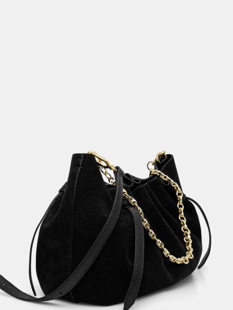 Yuzefi torebka zamszowa SCALLOP CLUTCH kolor czarny YUZCO-HB-SCC-S011