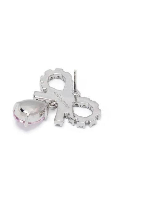 Self-Portrait bow-detail earrings - Silver