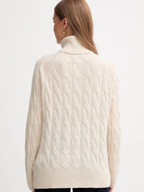 Tommy Hilfiger sweter wełniany damski kolor beżowy lekki z golfem WW0WW46791 - zdjęcie produktu nr 2