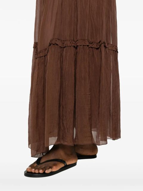 SOLOTRE ruffled skirt - Brown