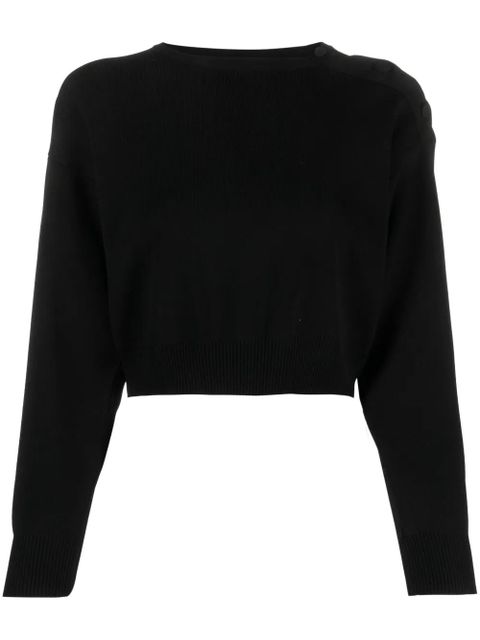 Yves Salomon fine-knit cropped sweatshirt - Black - zdjęcie produktu nr 1