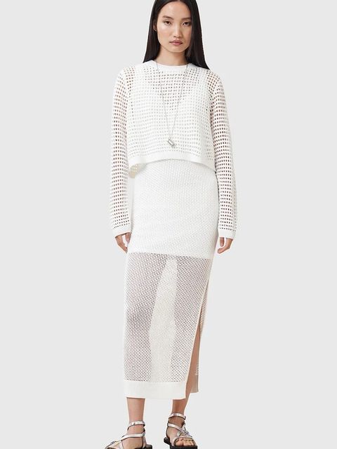 AllSaints sukienka i sweter MIRO kolor biały maxi prosta W179DC - zdjęcie produktu nr 1