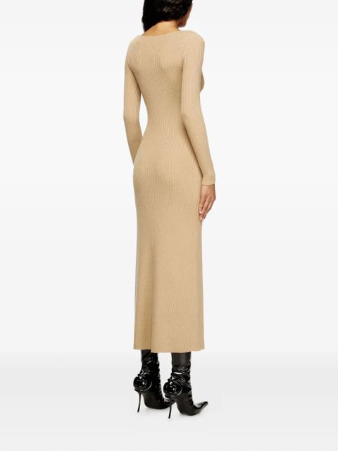 Diesel keyhole ribbed midi day dress - Neutrals