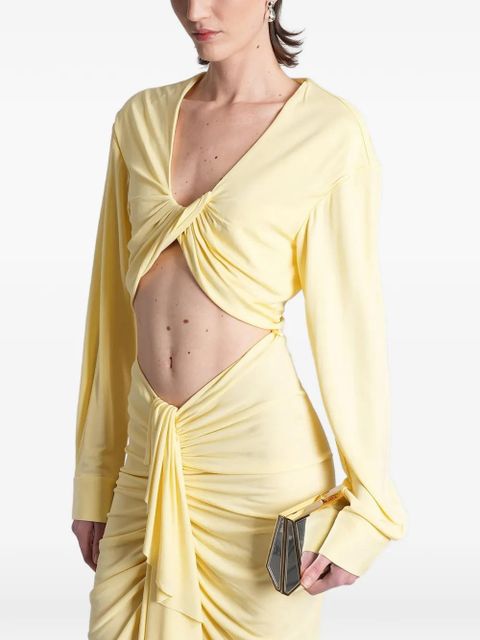 Christopher Esber twist-detail cropped top - Yellow