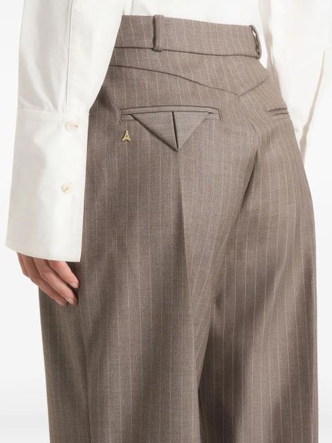 Manière De Voir Julie pinstripe-print pleated tailored trousers - Brown