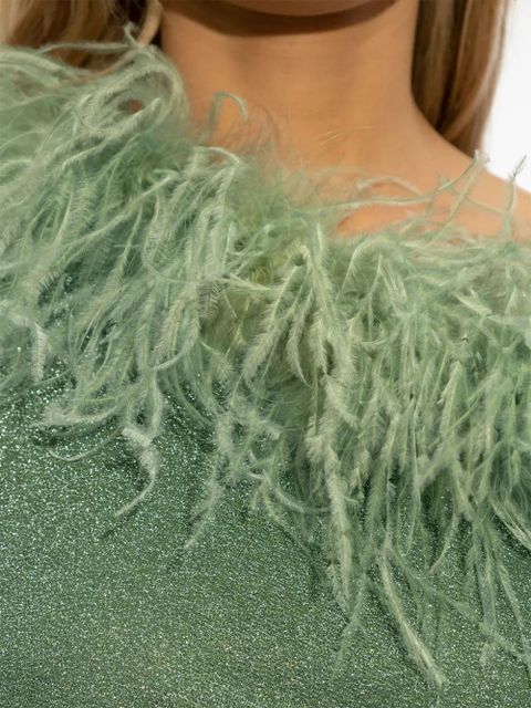 Oséree feather-trimmed gown - Green