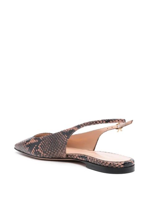 Gianvito Rossi square-toe leather ballerina shoes - Black