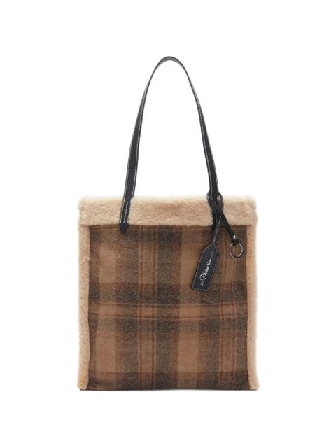 3.1 Phillip Lim plaid shearling trim tote - Brown - zdjęcie produktu nr 1