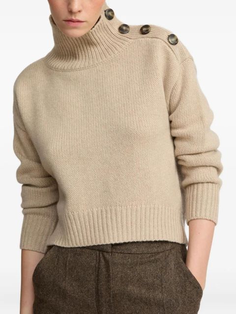 Yves Salomon high-neck buttoned sweater - Neutrals