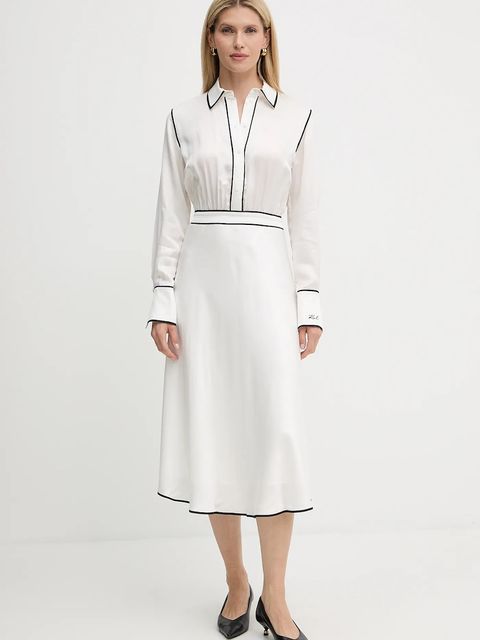 Karl Lagerfeld sukienka kolor biały midi rozkloszowana A3W13021 - zdjęcie produktu nr 1