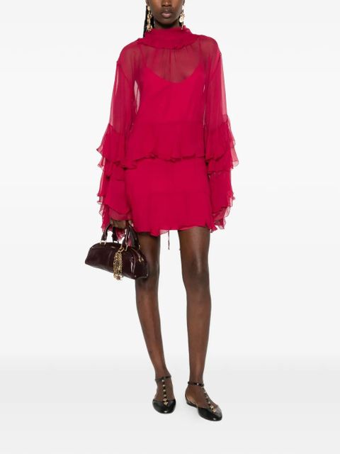 Chloé tiered-ruffles mini dress - Pink