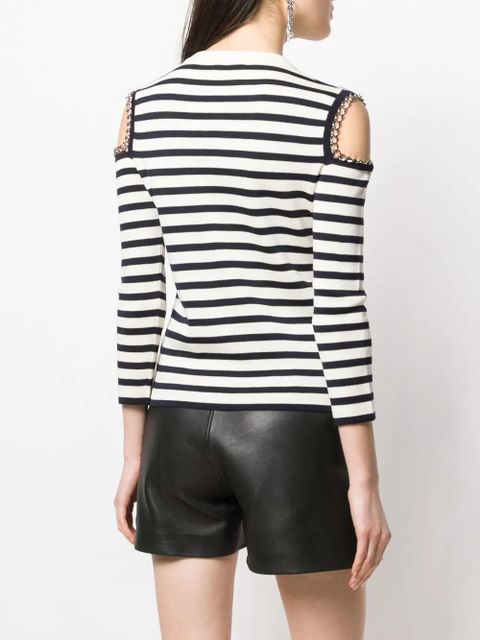 Alexander McQueen chain-embellished striped jumper - Neutrals