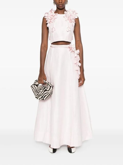 Aje floral-embellished midi skirt - Pink