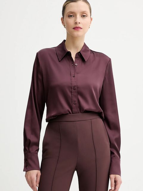 Guess koszula CONCETTA damska kolor bordowy regular z kołnierzykiem klasycznym W5YH03 WF1T2