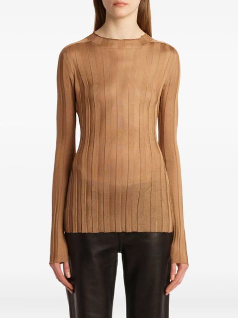 KHAITE Cosette mock-neck knit top - Brown