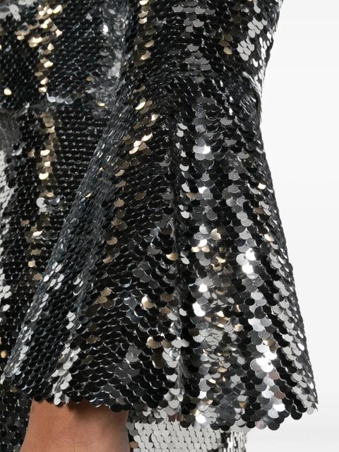 Self-Portrait sequin-embellished mesh top - Silver