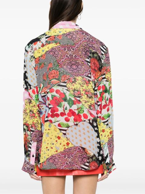 Moschino abstract-pattern print spread-collar shirt - Yellow