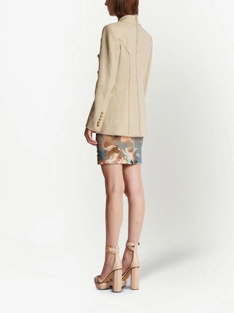 Balmain double-breasted fray-trimmed blazer - Neutrals