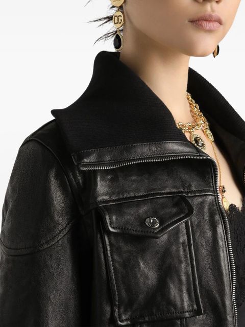 Dolce & Gabbana bomber-style leather jacket - Black