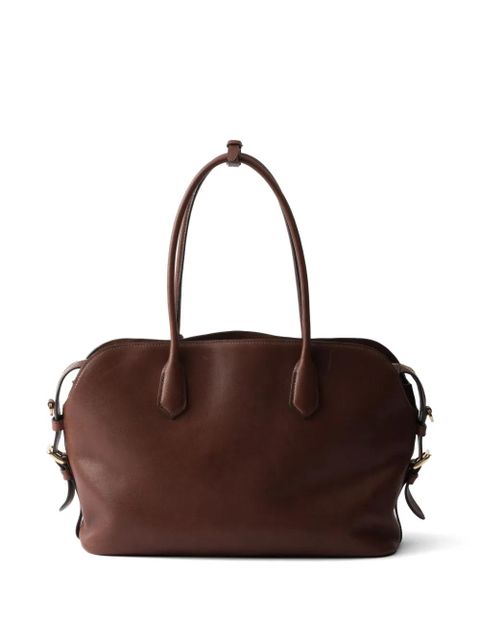 Prada large leather tote bag - Brown - zdjęcie produktu nr 2