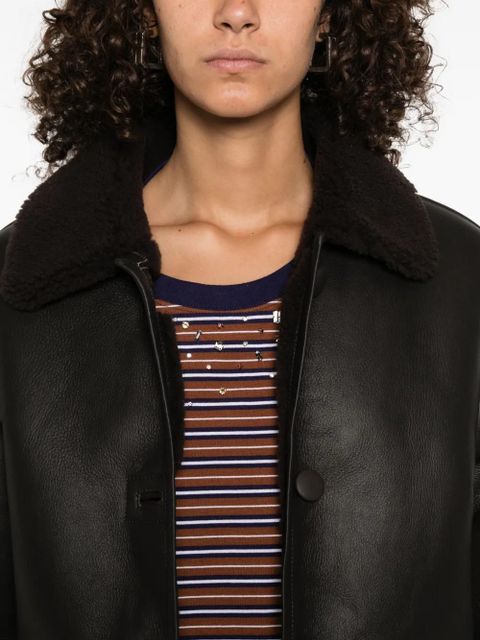 SANDRO leather short coat - Black