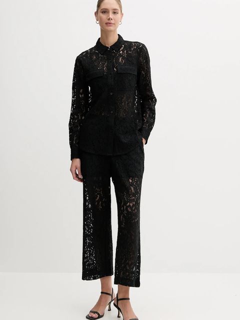 Dkny koszula damska kolor czarny regular z kołnierzykiem klasycznym DJ5W2132