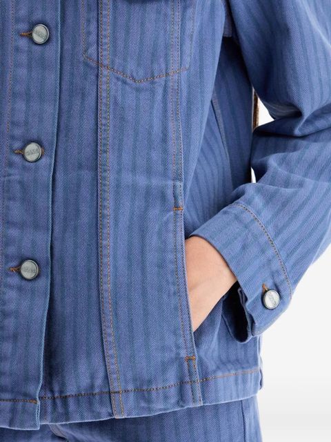GANNI striped denim jacket - Blue