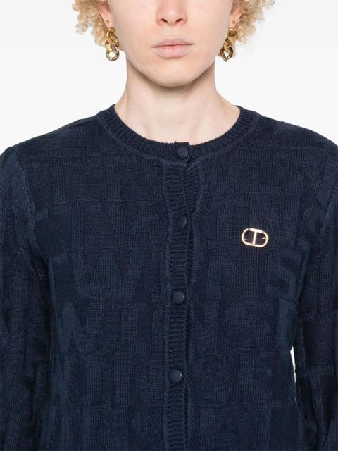 TWINSET logo-brooch cardigan - Blue
