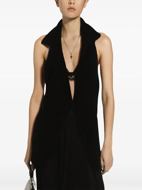 Dolce & Gabbana fisherman's rib-knit wool vest - Black