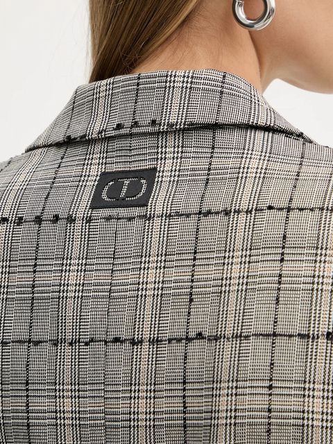 Twinset marynarka kolor szary jednorzędowa wzorzysta 252TP2180