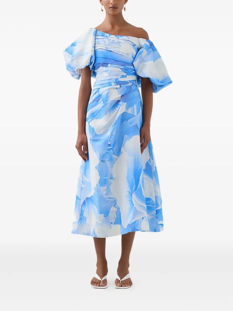 Aje Cadence ruched one-shoulder midi dress - Blue