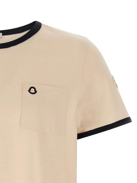 Moncler logo-embroidered cotton T-shirt - Neutrals