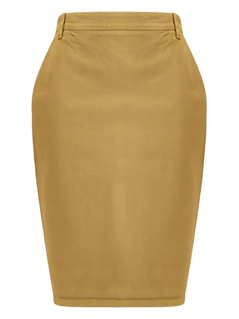 Saint Laurent rear-slit cotton midi skirt - Yellow - zdjęcie produktu nr 2