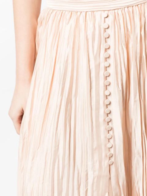 Simkhai crinkled-finish pleated midi skirt - Pink