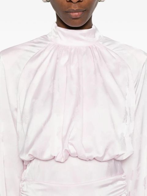 ROTATE BIRGER CHRISTENSEN floral-jacquard long-sleeve blouse - Pink