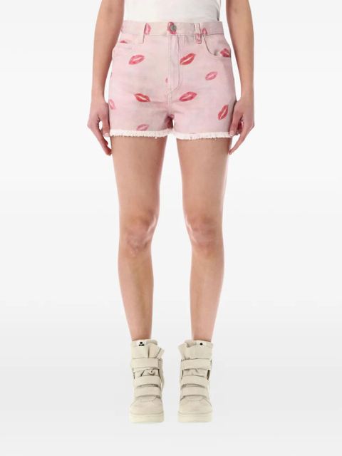 ISABEL MARANT Lesia The Kiss lip-print shorts - Pink - zdjęcie produktu nr 1
