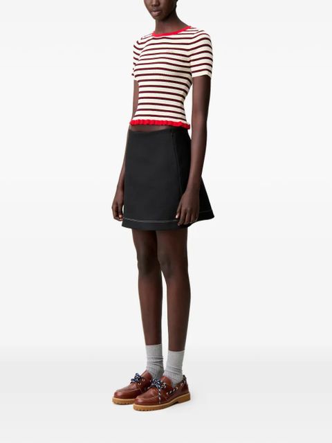 Claudie Pierlot striped embroidered-logo T-shirt - Neutrals