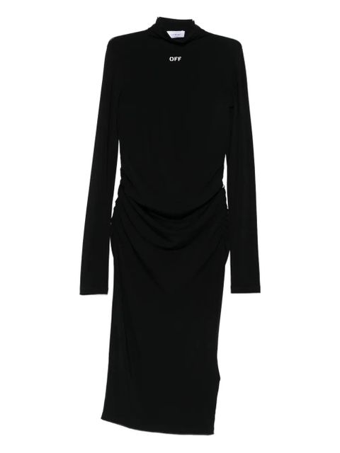 Off-White Off Stamp high-neck ruched dress - Black