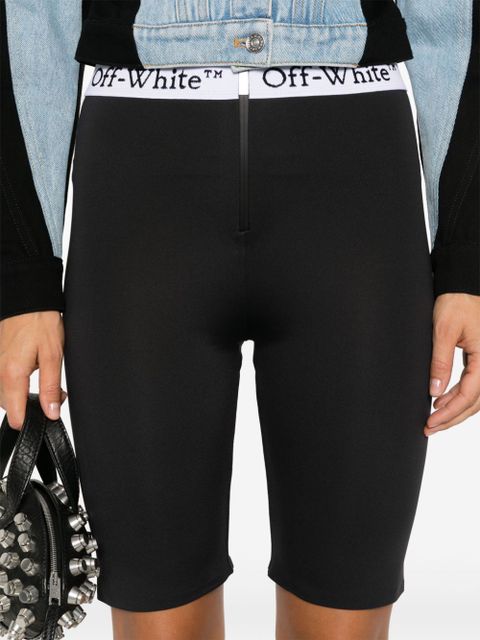 Off-White logo-waistband shorts - Black