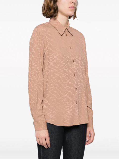 PINKO logo-print satin-finish shirt - Neutrals
