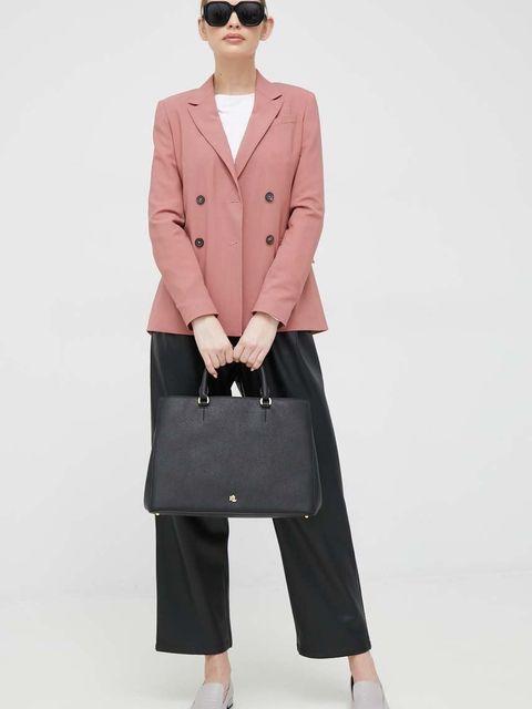 Lauren Ralph Lauren torebka skórzana kolor czarny