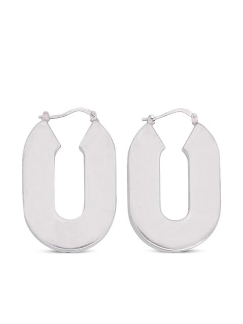 Jil Sander logo-engraved hoop earrings - Grey - zdjęcie produktu nr 1