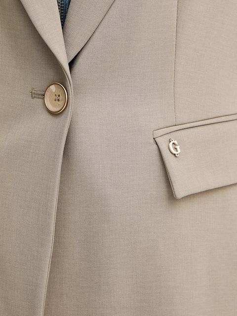 Guess marynarka DOROTHEE kolor beżowy jednorzędowa gładka W5YN41 WHD92