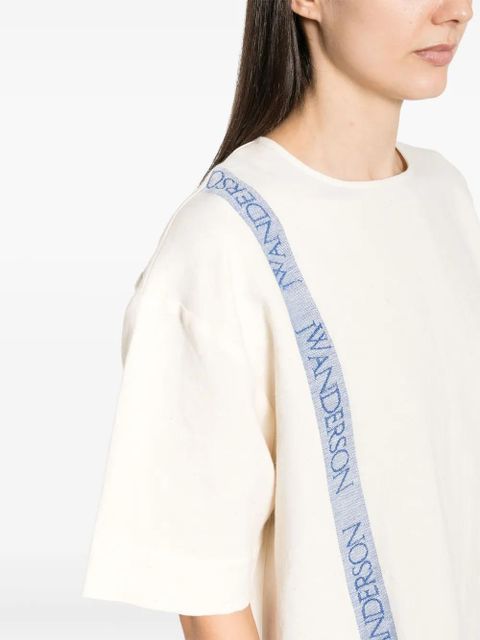 JW Anderson logo-print linen-blend T-shirt - Neutrals