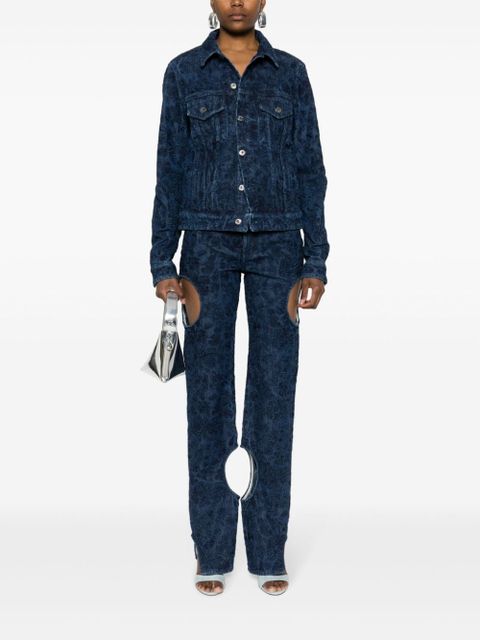 Off-White Tattoo embroidered denim jacket - Blue